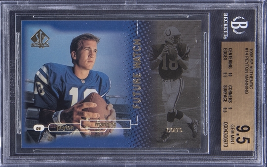 1998 SP Authentic #14 Peyton Manning Rookie Card (#0512/2000) – BGS GEM MINT 9.5